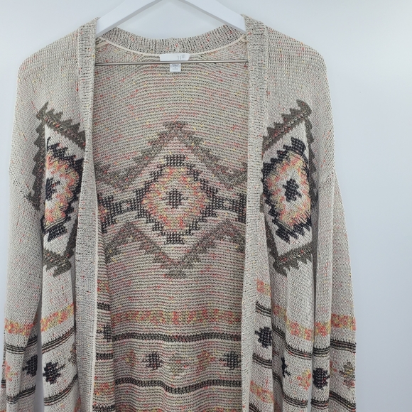 J. Jill Southwestern Boho Cozy Knit Open Draped Cardigan - Picture 2 of 7